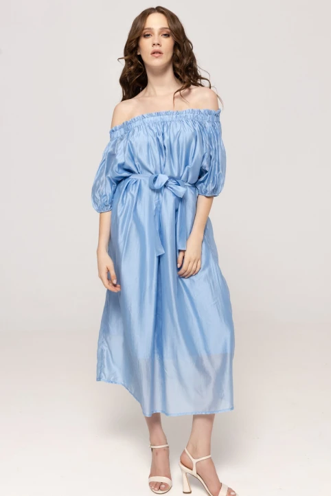 Rochie-midi-cu-cordon-in-talie-Aylin-bleu