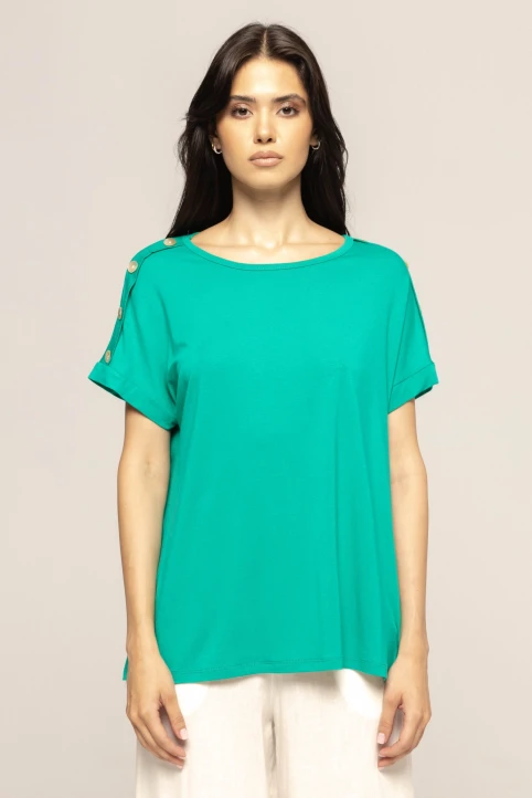 Tricou-oversize-cu-nasturi-pe-umeri-Dilek-verde